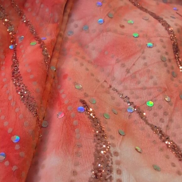 Women's vintage orange & silver sequin crystal sparkly corset top size 9/10 - Picture 6 of 9